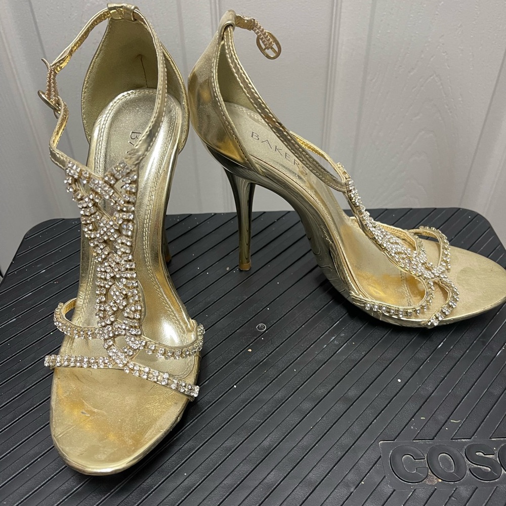Bakers Elegant Gold Embellished Heels